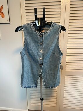 We The Free Light Wash Denim Sleeveless Vest- Free People